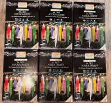 Lot of 6 Gemmy Orchestra of Lights Multi Color Changing 24 LED Icicle Lights NEW