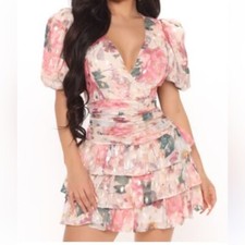 Fashion nova dress Women Who Brunch Floral MiniDress - XS floral metallic