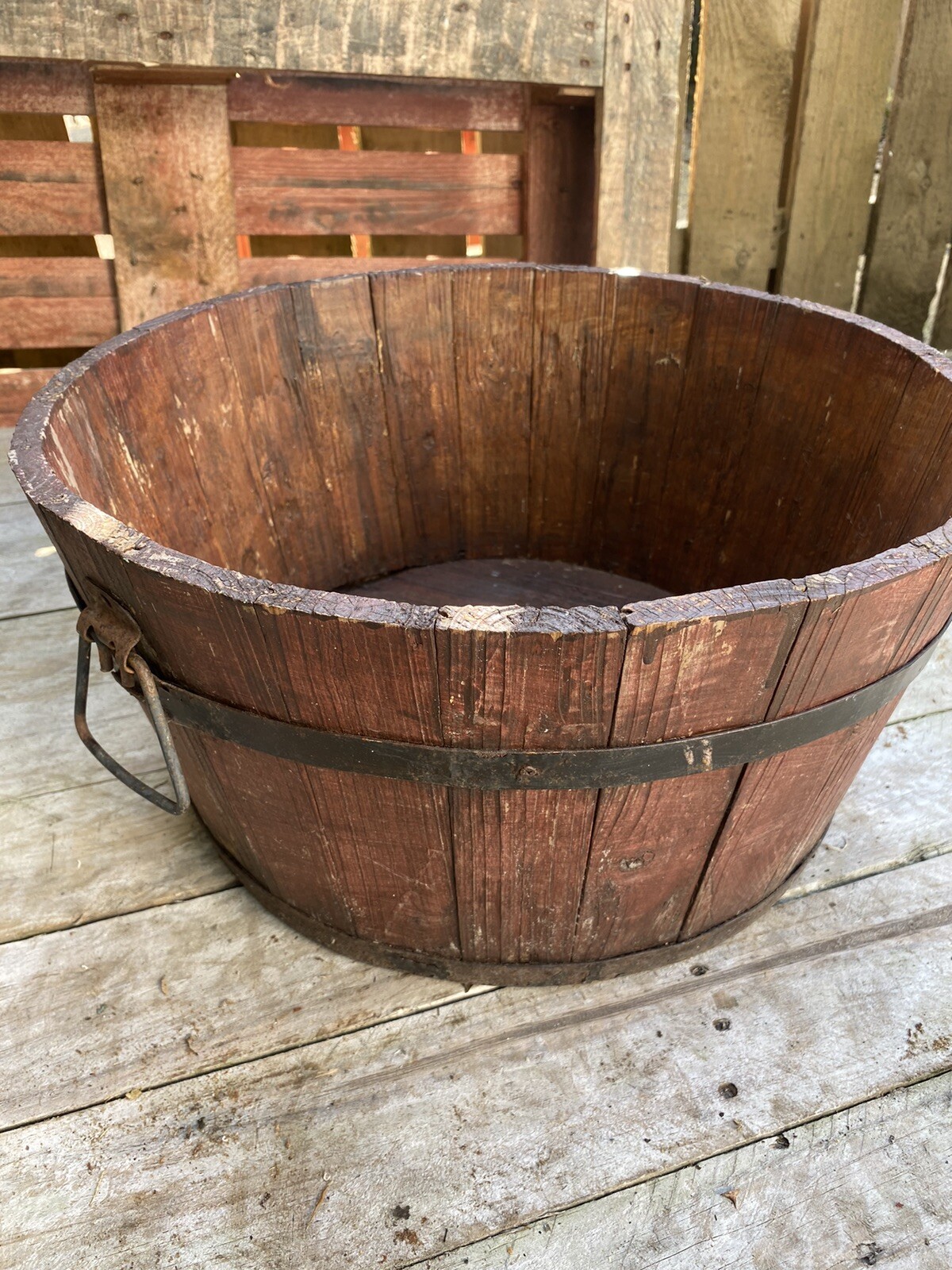 wooden barrel planter eBay