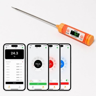 Bluetooth Candy & Meat Thermometer Rechargeable BBQ Deep Fry Probe