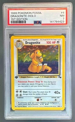 1999 Pokemon Fossil 1st Edition 4 Dragonite Holo PSA 7 141784423