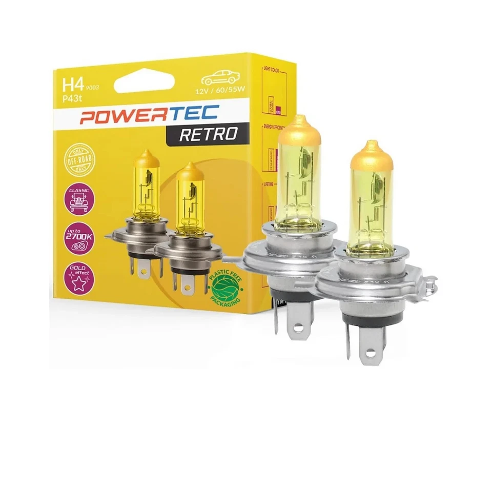 AMPOULES HALOGENES H4 P43T 12V 60/55W JAUNE (BLISTER) X2 MTECH - Photo 1/3