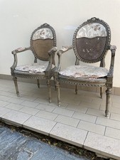 Coppia di poltrone antiche Laccate Luigi XVI