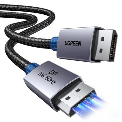 UGREEN 16K@60Hz 80Gbps DisplayPort Cable 2.1 DP Cord 8K@240Hz 6.6FT, Grey 