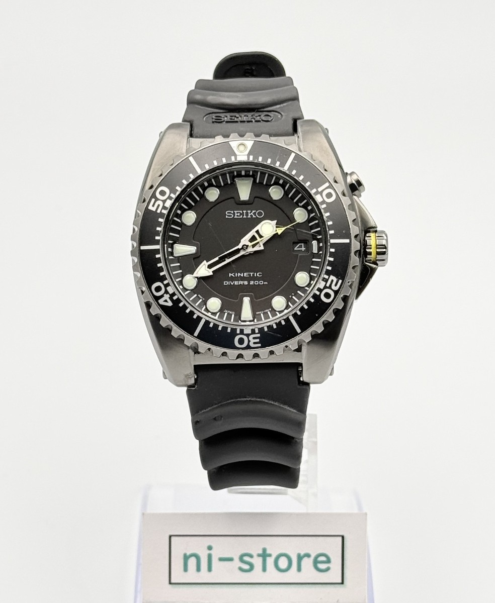 SEIKO Kinetic Scuba Divers 5M62-0BL0 Black Dial Watch Japan New