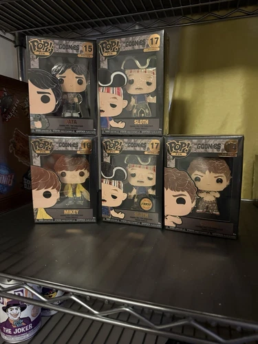 Funko Pop! Sized Pins: Goonies - Sloth Chase Pin, Mikey, Data, Chunk! 5 Pins!