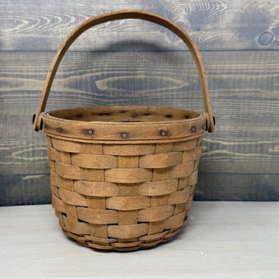 1986 Longaberger Small Fruit Basket Swing Handle Signed
