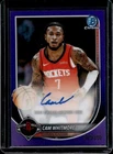 2025-26 Bowman Cam Whitmore Chrome Auto Autograph Purple Refractor #/250 Rockets