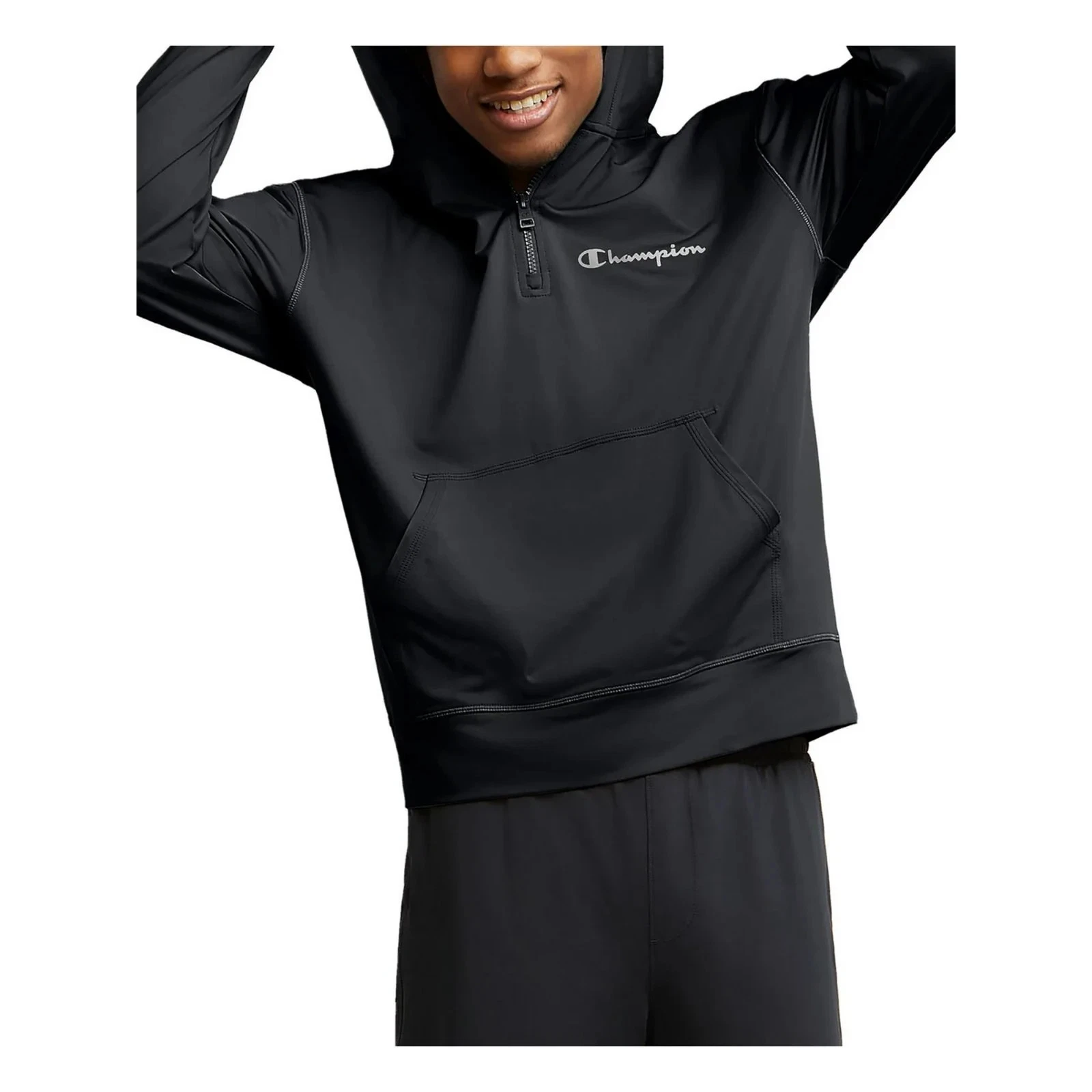 Champion All-Day Mvp Fitness Hoodie Men's Small Black Stretch Quarter Zip MKL23