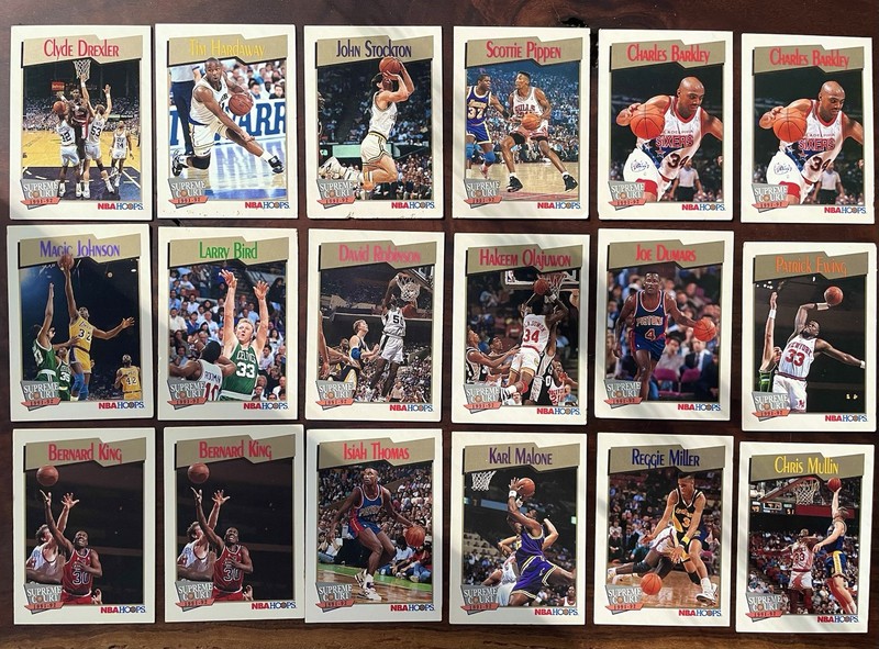 1991-92 NBA Hoops Supreme Court Basketball 16 Card Lot Barkley, Bird, Magic HOF