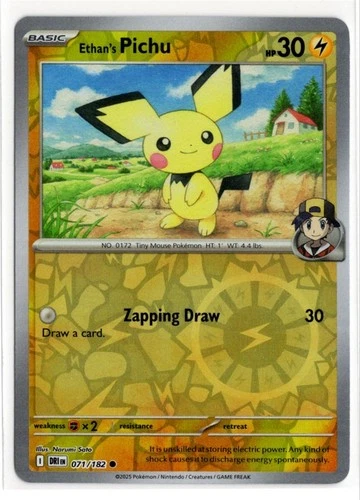 Pokemon Destined Rivals Reverse Holo 071/182 Ethan's Pichu