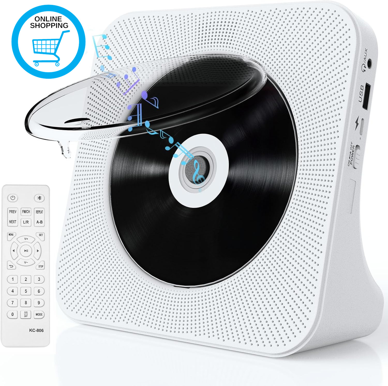 CD Player Portable with Speakers -  Blutooth Desktop CD Players for Home with Du