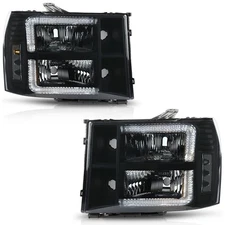 PIT66 LED DRL Headlight Assembly Compatible with GMC Sierra 1500 2007-2013/Fi...