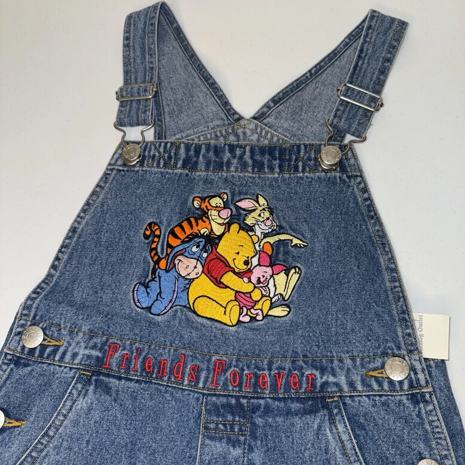NWT VINTAGE WINNIE THE POOH DISNEY CATALOG STITCHED DENIM OVERALLS SIZE Kids 7/8 - Image 2 of 4