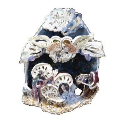 Blue Sky Clayworks Heather Goldminc Royal Col. 3 Tier Tea Light Nativity Manger