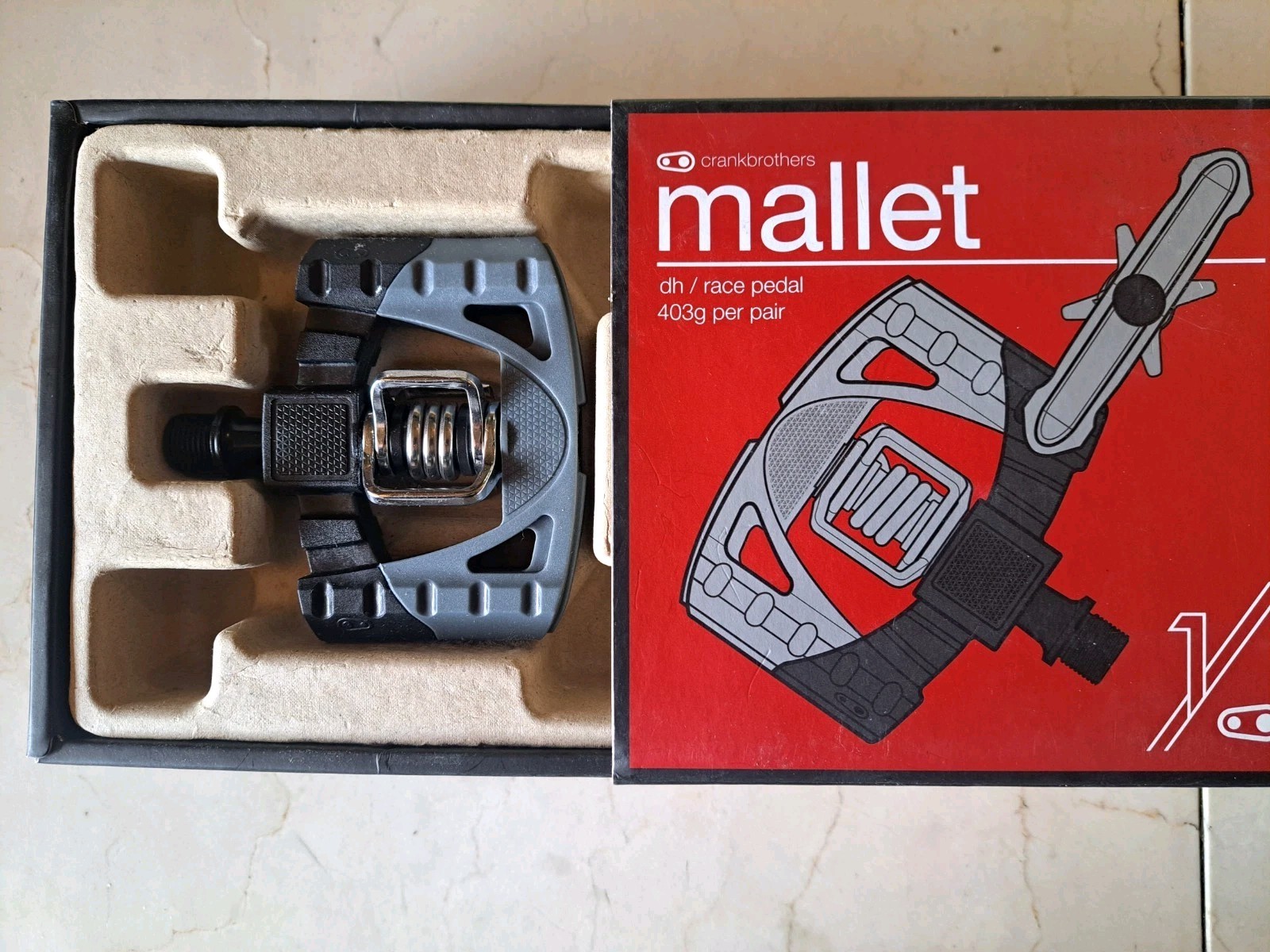 NEW CRANK BROTHERS MALLET 1 DH RACE PEDALS IRON/BLACK 403g per pair. NOS