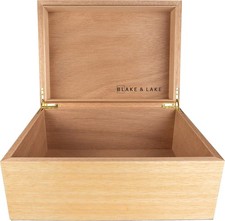 Large Wooden Box with Hinged Lid - Wood Keepsake Boxes Blonde Oak Wood Box