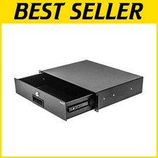 Black Steel DJ Drawer with Key for Server Rack 2U