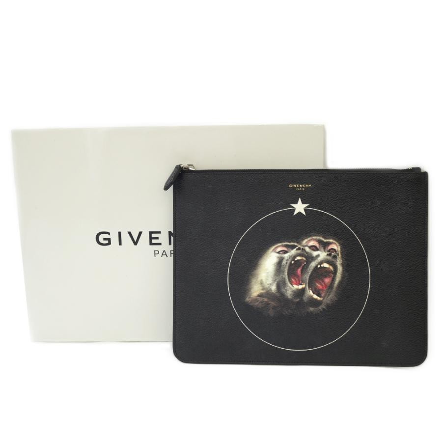 Givenchy Large Black Leather Pouch Monkey Motif V… - image 8
