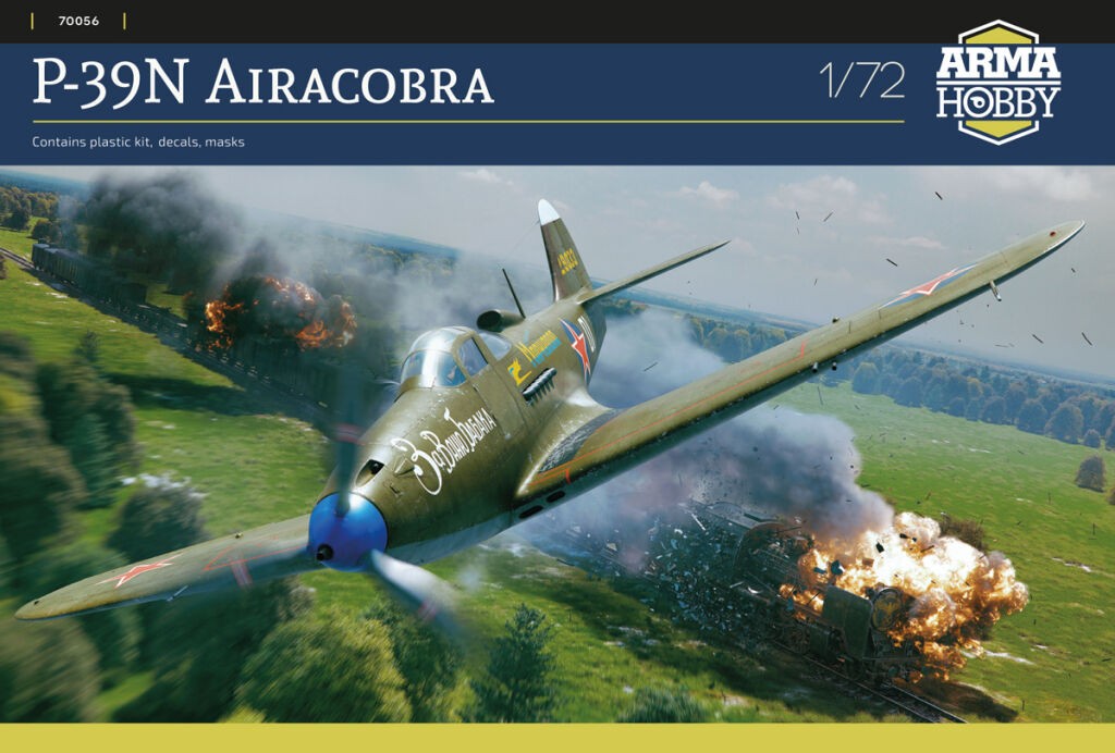 Maquette Bell P-39N Airacobra Arma Hobby 1/72 en plastique avec 3 décorations historiques