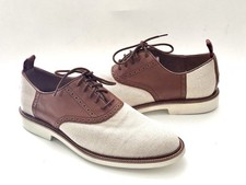 Vtg 80s Polo RALPH LAUREN Brown Leather Cream Fabric Oxford Saddle Shoes 10.5D
