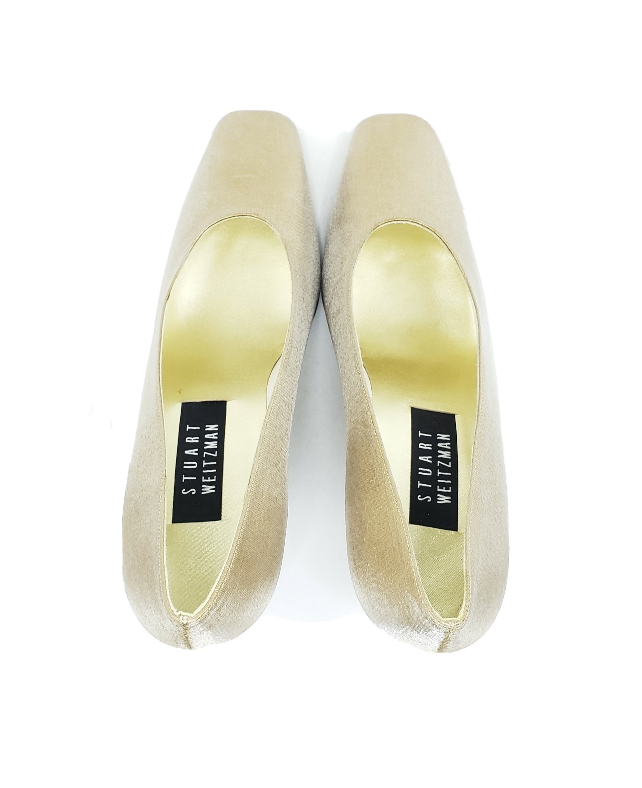 Stuart Weitzman Square Toe Pumps Metallic Gold Fa… - image 5