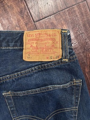 Vtg Rare S Type Dark Levis Big E Single Stitch  Redline 501 Jeans Usa 32 X 29 #2