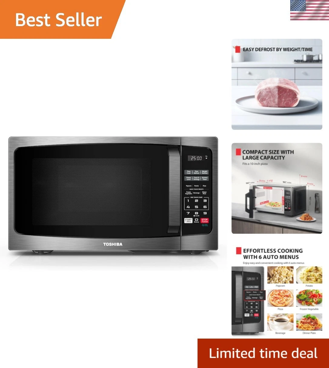 Compact 900W Microwave with Preset Menus & Mute Function - Ideal for Apartments