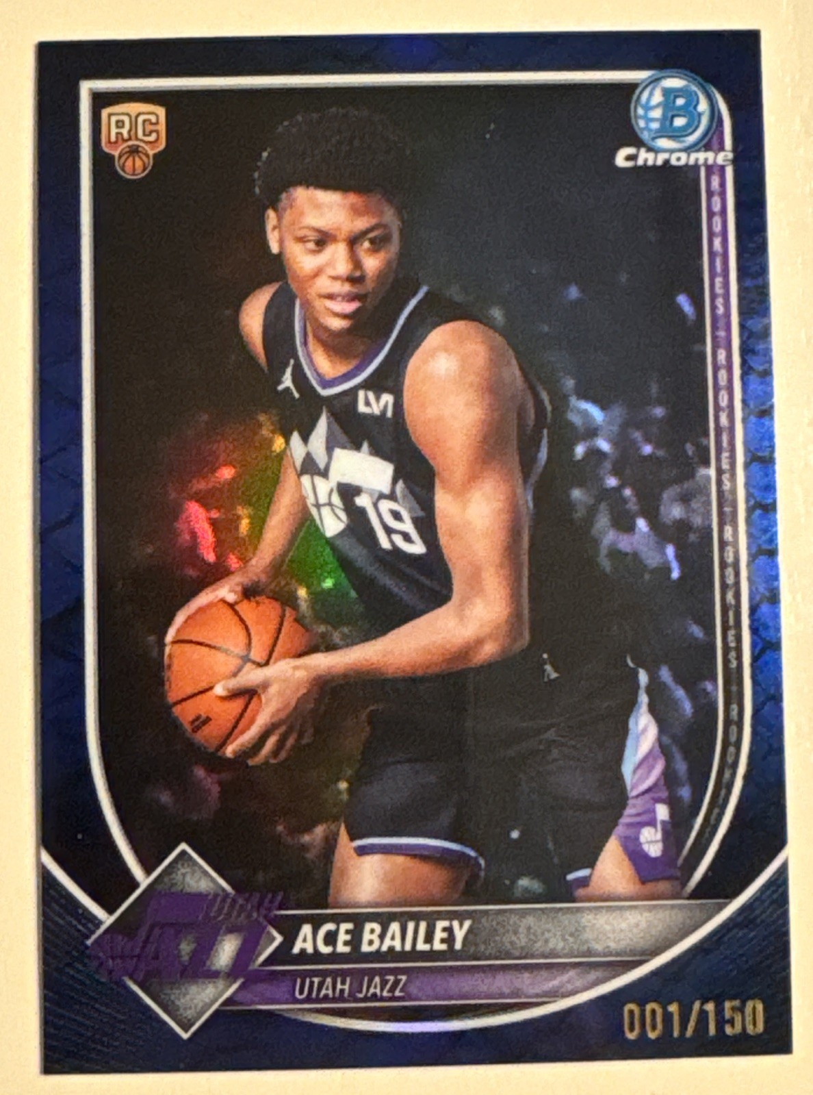 Ace Bailey 2025-26 Bowman Chrome #BCV-5 True Blue Refractor Rookie 1/150 Bookend