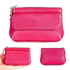 Ladies Genuine Leather Coin Key Wallet Small  Card Holder Change Purse Keychain