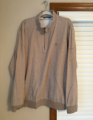 TravisMathew The Kahkwa Club ERIE PA Brown 1/4 Zip Pullover Sweatshirt Men s XXL
