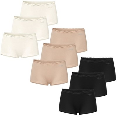 3 oder 6 SPARPACK SLOGGI Damen Shorts GO CRUSH creme schwarz beige S M L XL XXL 