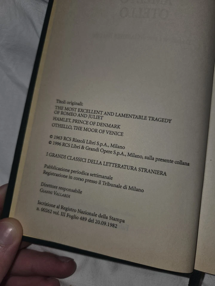 Libro Vintage William Shakespeare Romeo E Giulietta Amleto Otello Del 1963s - Immagine 4 di 4