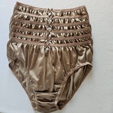 6pcs Bikini Plus Underwear Woman Panties Soft Nylon Mid-Waist Briefs /Brown/2XL