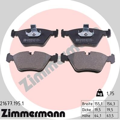 21677.195.1 Zimmermann brake pad set, disc brake for BMW