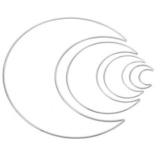 Dream Catcher Rings Set, 2 Set 4 Sizes Moon Shape Macrame Wreath Hoop, Silver