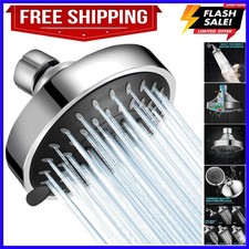 High Pressure Shower Head 5 Settings Fixed Showerhead 4 Inch High Flow Bathro...