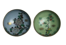 Antique Japanese Miniature 2 1/2” X 1” Salt Cellar Lot Set Of 2   1893-1923