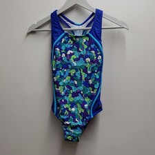 Speedo Girls' One-Piece Swimsuit Geometric Blue Sea Size 12 NWT