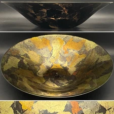 Hand Painted Glass Center Fruit Serving Bowl Made In China 15.5"d x 3.75"t