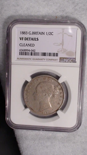 1883 Great Britain Half Crown NGC VERY FINE SILVER 1/2C Coin PRICED TO SELL