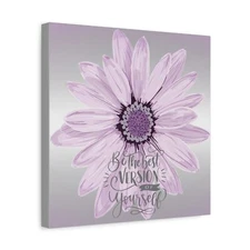 Matte Canvas Wall Art Purple Silver Be the Best Version of Yourself Decor 