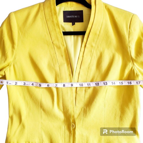LAFAYETTE 148 LEINEN SITTICH BLAZER ARBEITSJACKE Lemon Lime Funky Bold NEON GRÖSSE 8 - Bild 10 von 10