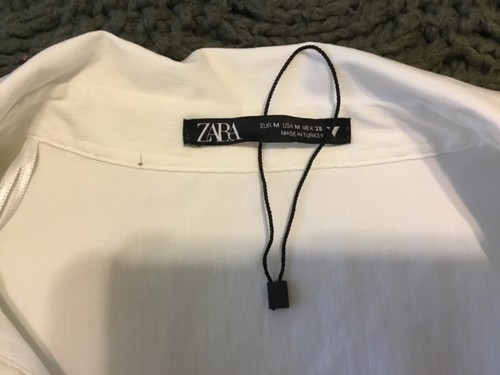 Zara Cropped Weiß Knoten Leinenmischung Tiefer V Ausschnitt Kurzarm Top Gr. Medium - Bild 5 von 6