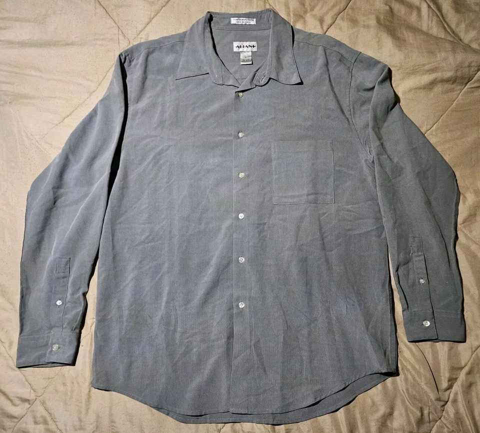 Camisa Alfani Gris Pesada Cuello Abotonado Hombre Talla Grande   Foto 3 de 4