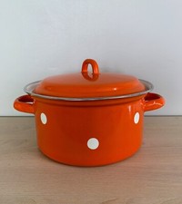 Soviet Enamel Pan. Big Red Saucepan. Vintage saucepan 3 liters. Soviet enameled