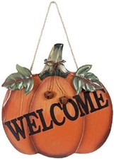 Wood Pumpkin Welcome Sign Decor Fall Harvest Halloween Thanksgiving Decoration