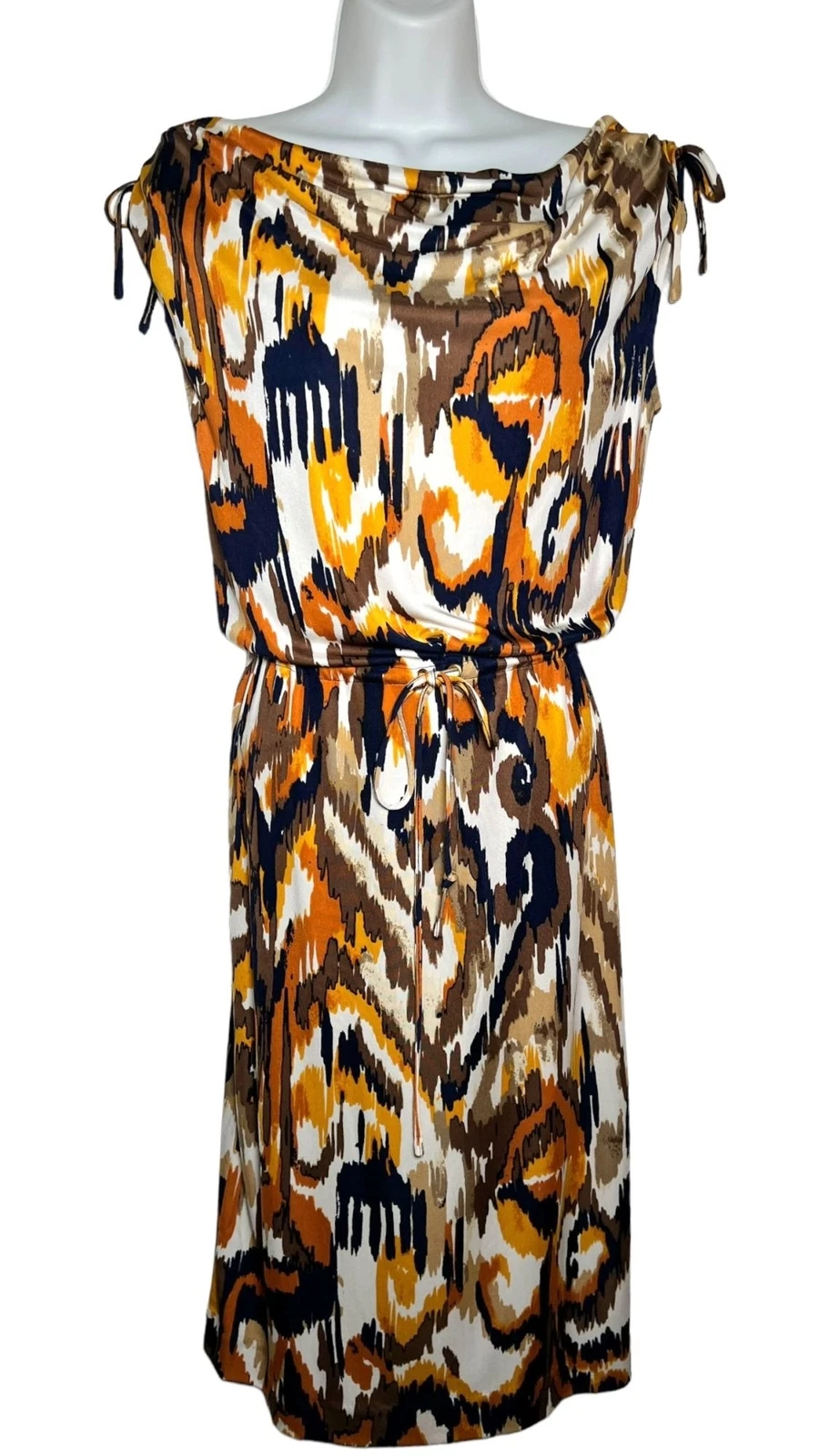 Abito nuovo con etichette Tory Burch Verde XS Matmi seta Ikat midi tubino resort collo cappuccio