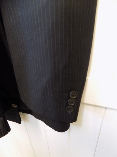 BHS HOMBRE TRAJE NEGRO A RAYAS TALLA 40"S PECHO 34" CINTURA 31" PIERNA - Imagen 2 de 13