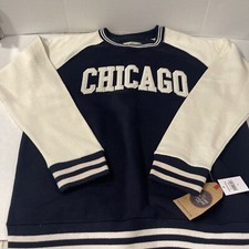 New York Popular Chicago Sweatshirt Mens XL Raglan Pullover Crew Neck NWT